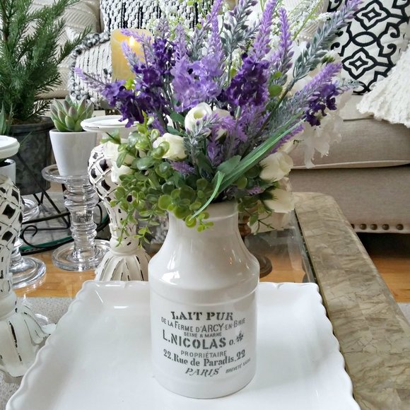 Boutique Other - FARMHOUSE Cottage LAVENDER Boxwood ROSES FLORAL